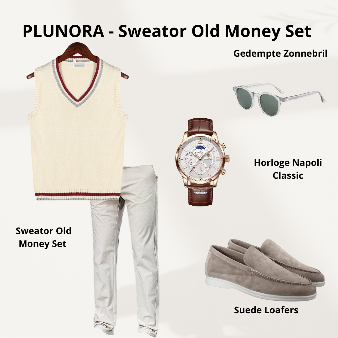 Plunora - Beige Old Money Mouwloze Sweator Set