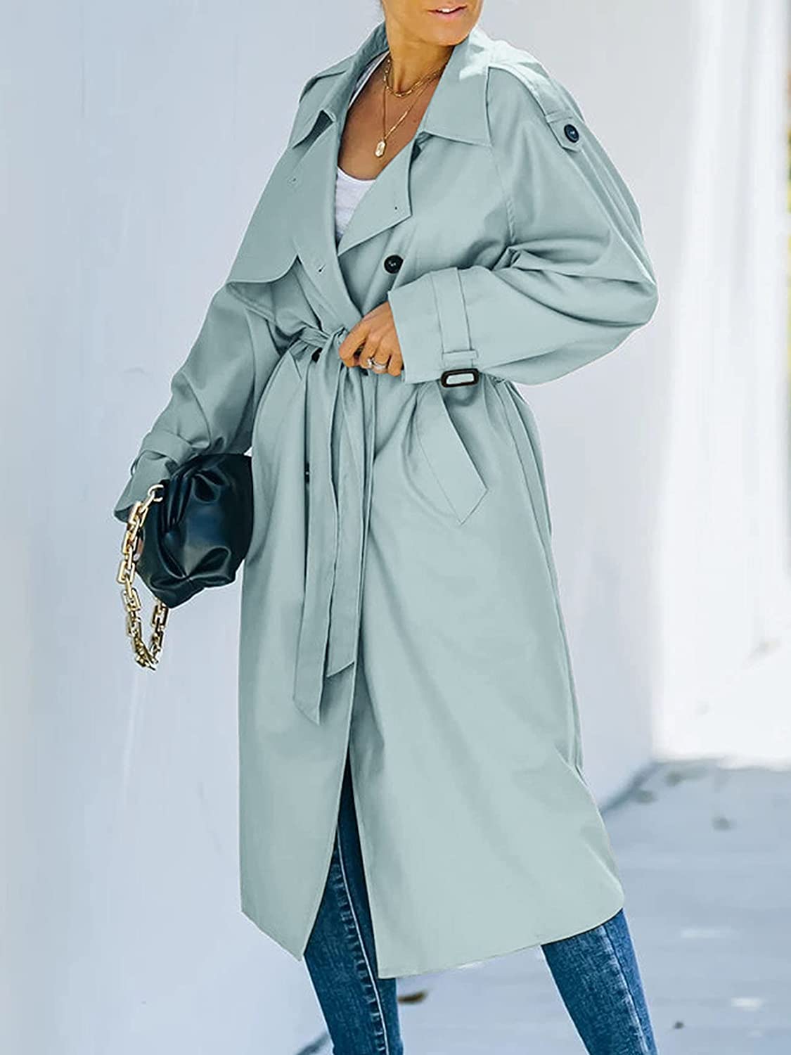 Plunora - Trenchcoat met Dubbele Rij Knopen