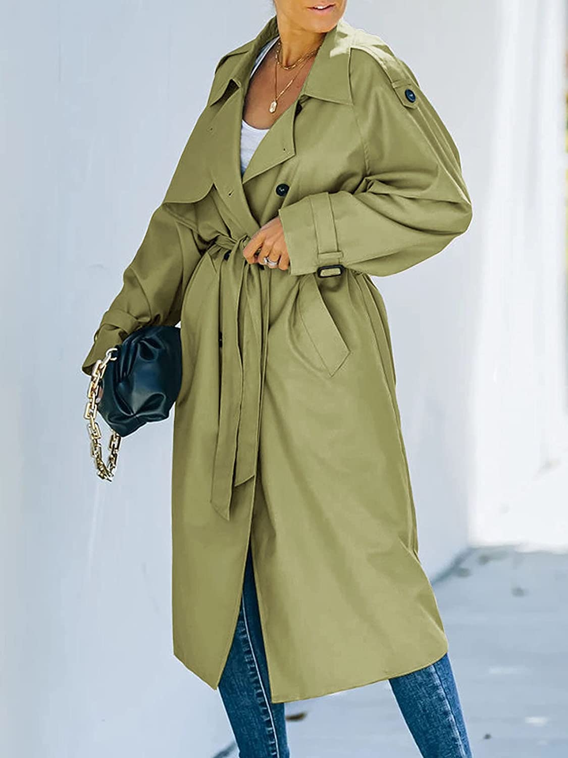 Plunora - Trenchcoat met Dubbele Rij Knopen