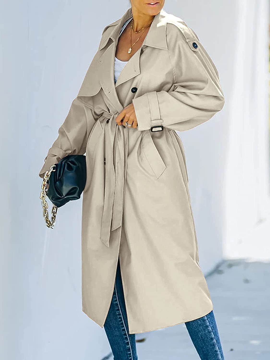 Plunora - Trenchcoat met Dubbele Rij Knopen